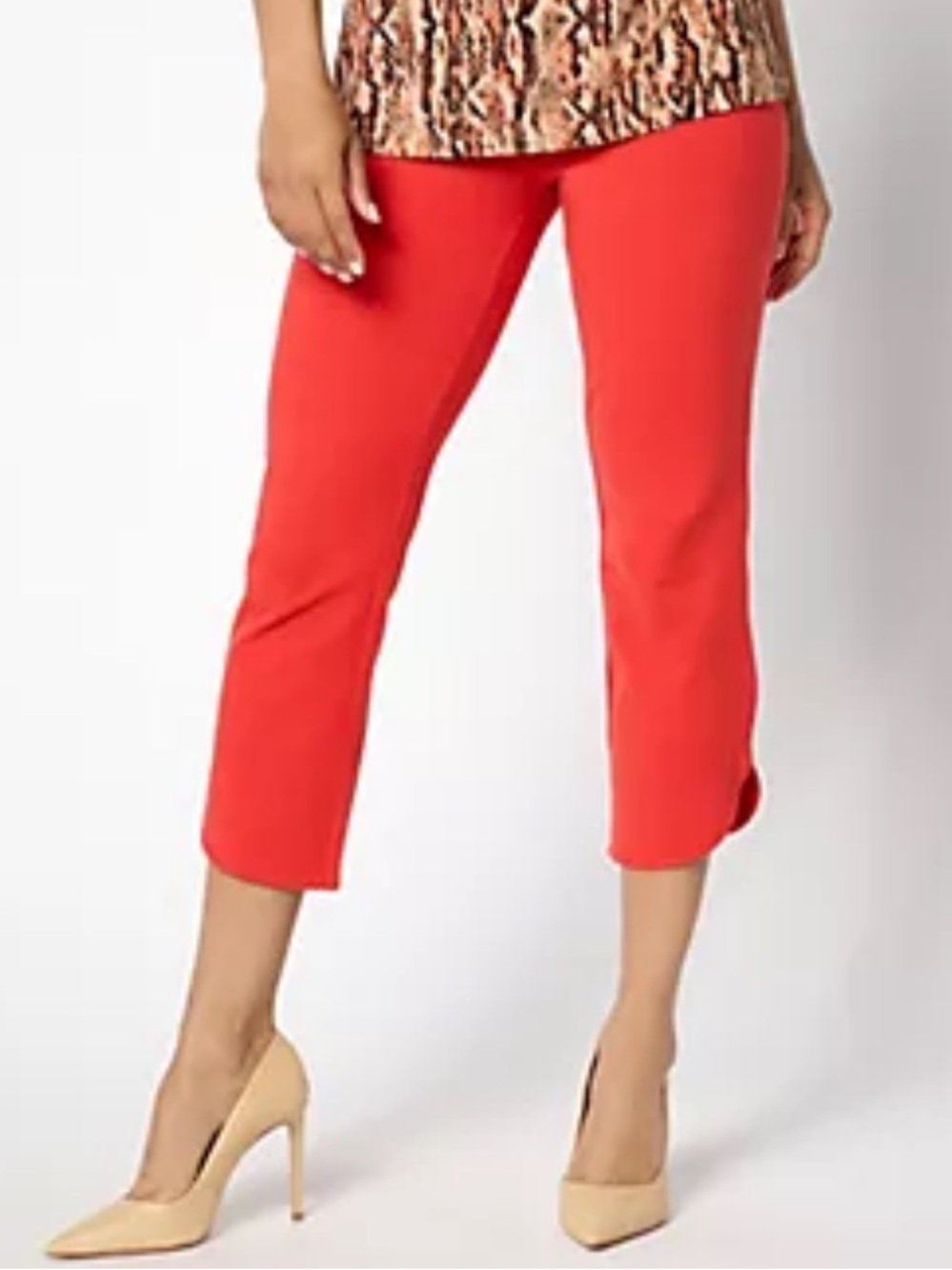 NWT Women With Control Crop Pants Stretchy Red Large Petite - Picture 2 of 15
